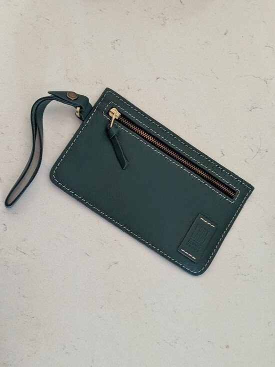 Portland Leather Handbags - Portland Leather Adriana Wristlet Peacock Green Zip Pouch